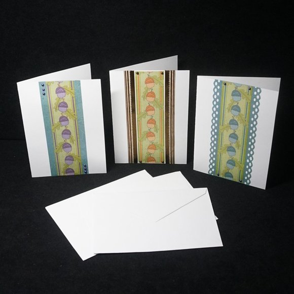 3 Handmade Happy Thanksgiving Card Set Acorn Cardstock Boarder Embellishments - Picture 1 of 5